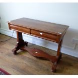 A Victorian mahogany side Table, with two blind frieze drawers, 42in (107cm) wide. Provenance: