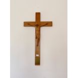 An early 20thC Crucifix, mounted with brass plaque dated 1904. Provenance: Stoodley Knowle School,