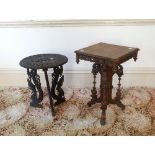 A Victorian ornate carved oak occasional Table, and another carved occasional table (2)