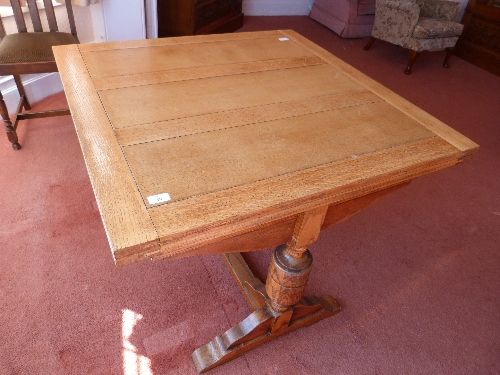 An oak draw-leaf Dining Table, with bulbous turned legs. Provenance: Stoodley Knowle School,