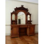 A Victorian mahogany mirror-backed Sideboard, of architectural form, 85in (216cm) wide.