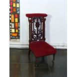 A Victorian Prie-dieu prayer chair, with barley twist supports. Provenance: Stoodley Knowle