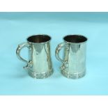 A pair of Edward VIII silver Beer Mugs, by Alexander Clark & Co Ltd, hallmarked Birmigham, 1936,