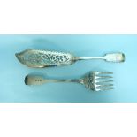 A pair of Victorian silver fiddle pattern Fish Servers, by Martin Hall & Co, hallmarked Sheffield,