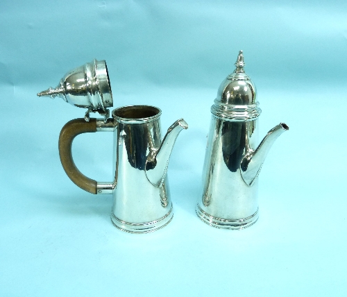 A George V silver Cafe-au-Lait pot, by William Comyns, hallmarked London, 1914, of hinged conical