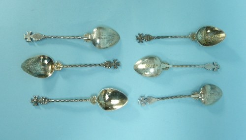 A set of six George VI ornate silver Coffee Spoons, by William Adams Ltd, hallmarked Birmingham,