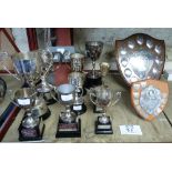 Trophies; ten various trophies relating to Stoodley Knowle School, Torquay, including some silver-