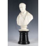 A Victorian Copeland Parian bust of Duke of Wellington, by Comte d'Orsay, dated on the back 1852.