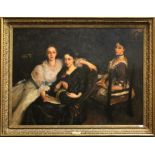 Possibly after Sargent, a group portrait, the Vickers sisters, 90 x 120cm, in a good frame.