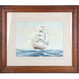 Jack Spurling (1870-1933, British), 'Tea Clipper in Full Sail', maritime watercolour study, signed