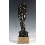 After Charles Sykes, bronze, 'Adam & Eve', on marble socle, 35cm.