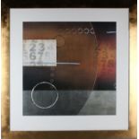 Three modern lithographic abstract compositions, mounted, glazed and framed, 64 x 65cm. (3)