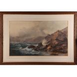 Henry Harris (1852-1926), 'Trebarwith', a dramatic watercolour of the Cornish coast, signed lower