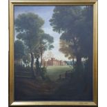 Barnaby Gorton, a view of a stately home from the wood and across the lawn, signed, 164 x 134cm,