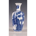 A Chinese baluster vase, blue and white decoration, the immortals being entertained, six character