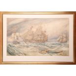 T.B. Horner (19th / early 20th Century, New Zealand School?), maritime study, three warships in