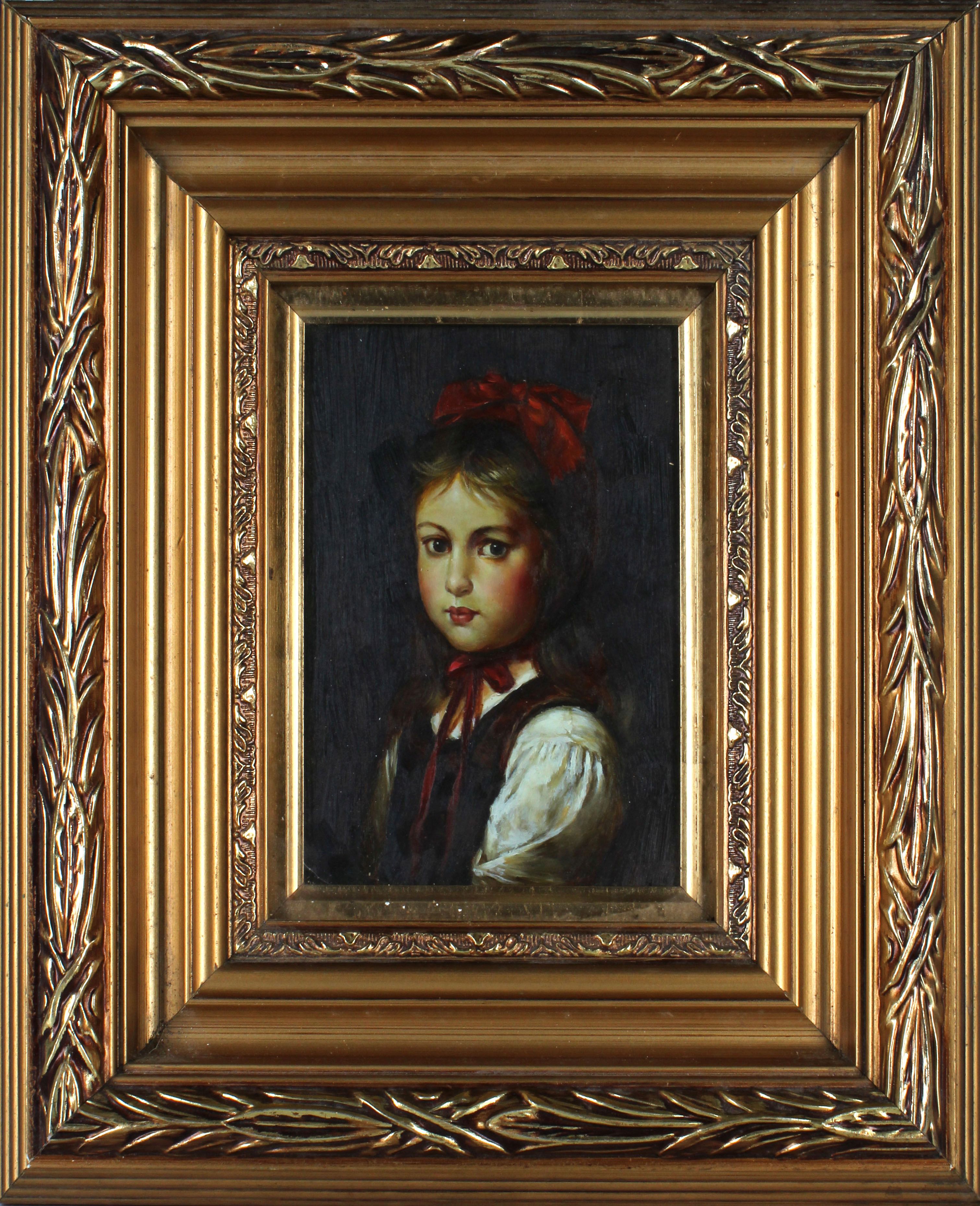 A 20th Century School, oil on panel, young girl, framed.