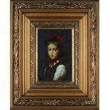 A 20th Century School, oil on panel, young girl, framed.