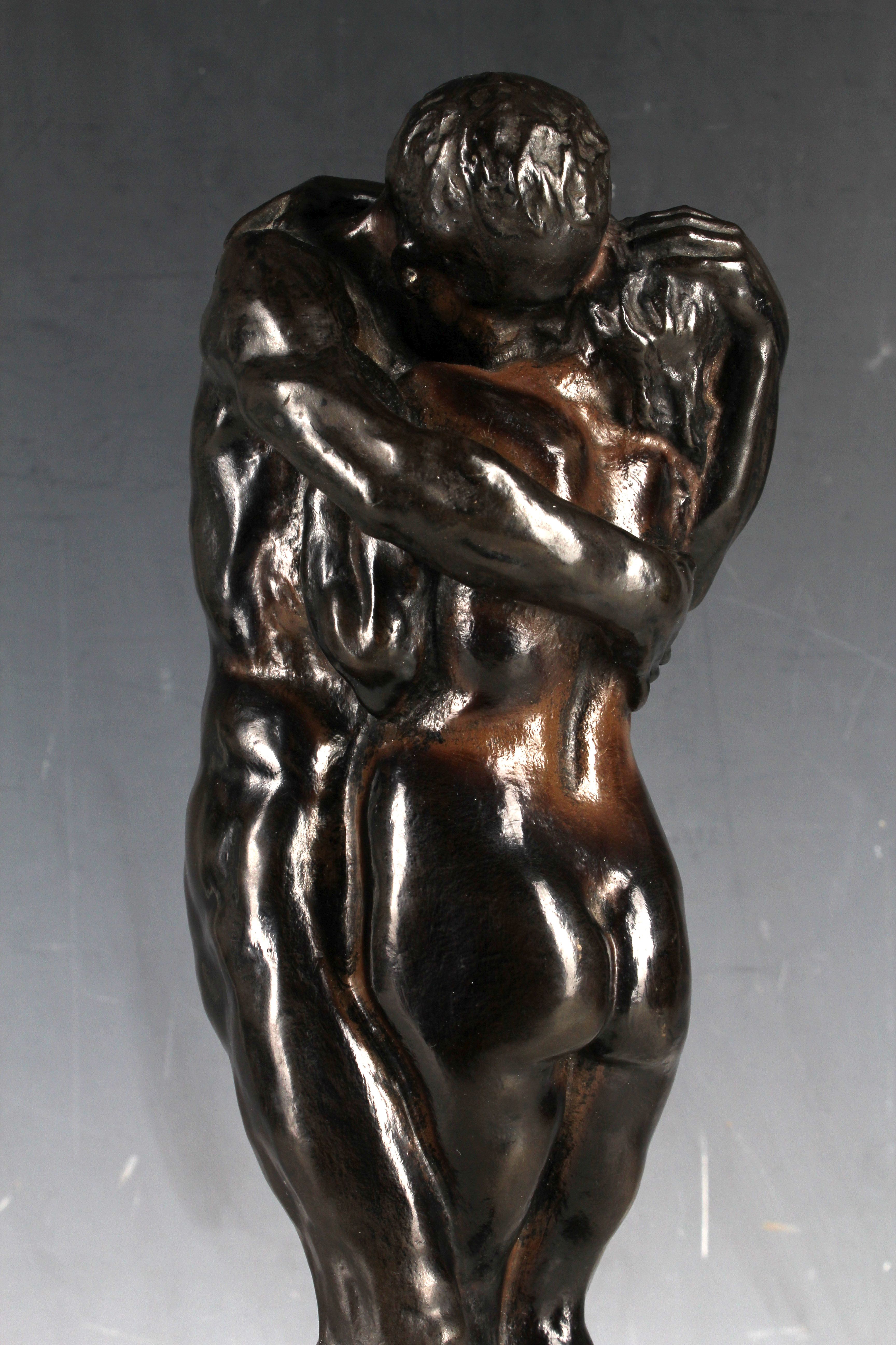 After Charles Sykes, bronze, 'Adam & Eve', on marble socle, 35cm. - Image 2 of 3