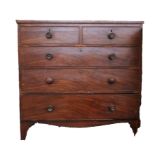 A Victorian mahogany chest of two short over three long drawers.