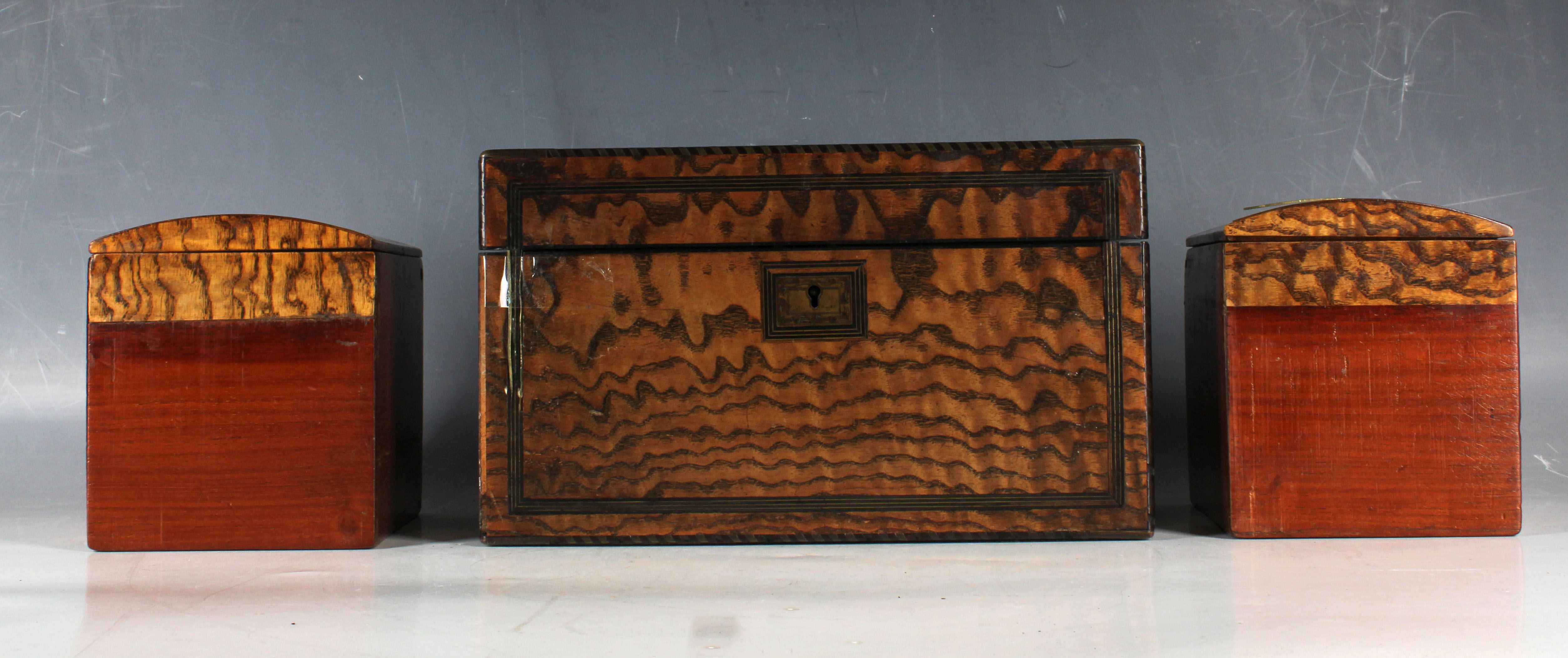 An unusual 19th Century burr ash? two division tea caddy.