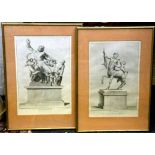 A pair of framed and glazed line engravings, after the antique, 48 x 32cm. (2)