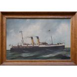 A Provincial School, oil on canvas, portrait of the steam ship 'Bruges', 34 x 55cm, in a bird's