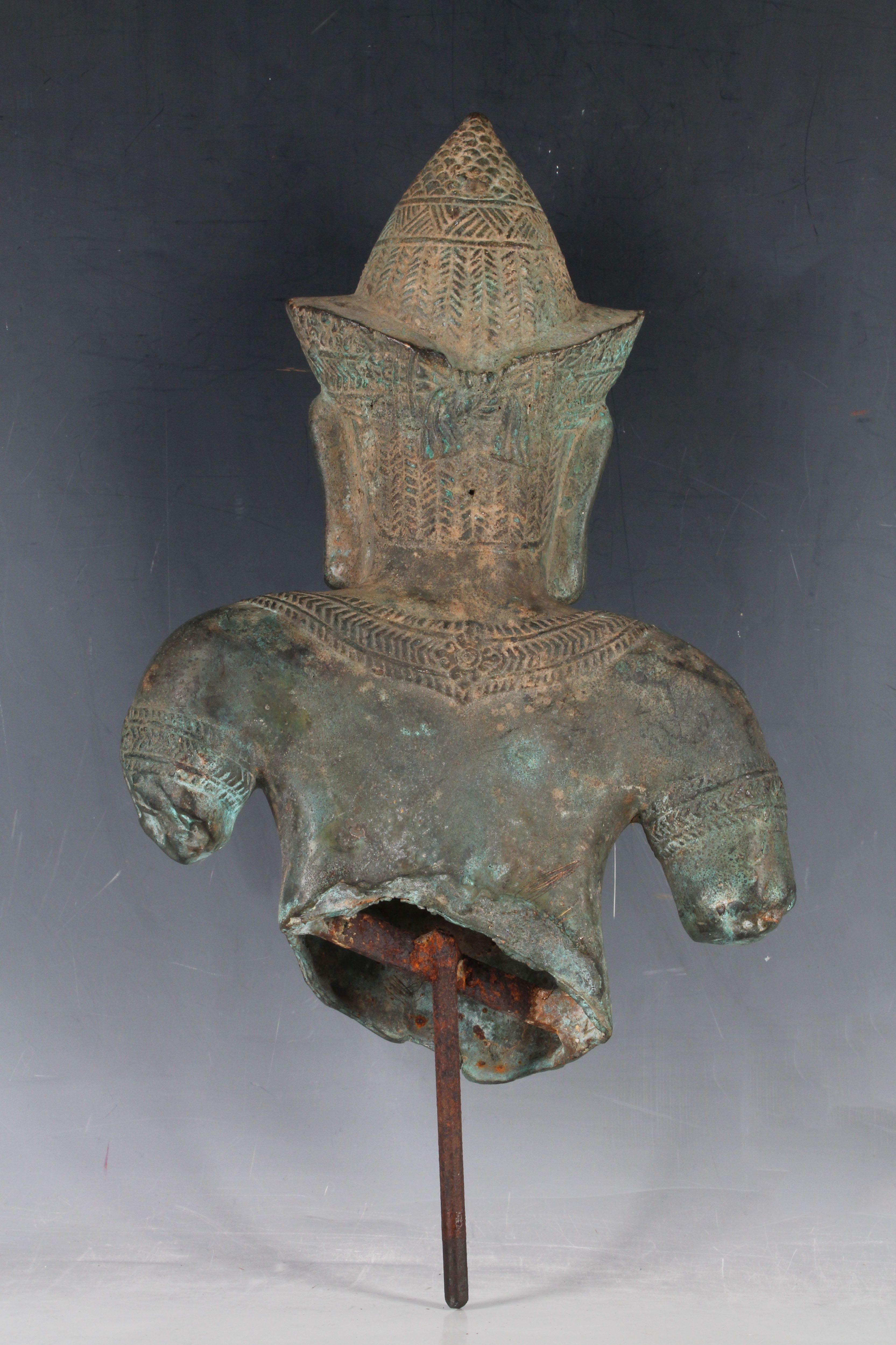 After the Antique, bronzed bust of an ancient Goddess, possibly Cambodian. - Image 2 of 3