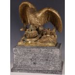 A dramatic 19th Century gilt bronze group of an eagle and serpent, the base stamped 3276, size