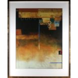 A pair of modern abstract lithographic prints, 60 x 78cm.
