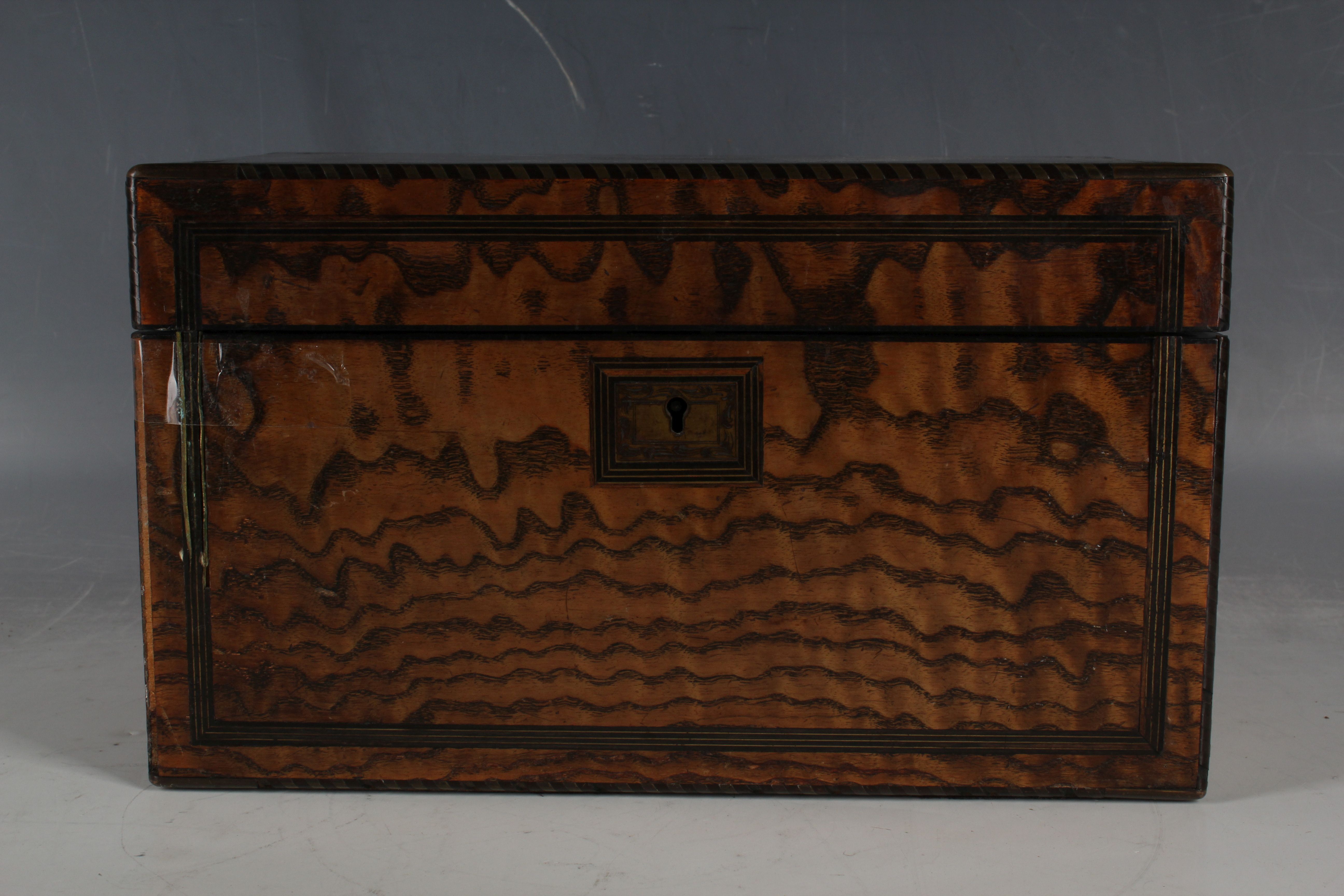 An unusual 19th Century burr ash? two division tea caddy. - Image 3 of 4