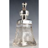 An early 20th Century crystal cut glass gentleman's 'eau de cologne' bottle and stopper, cut with