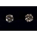 A pair of 14k white gold and diamond stud earrings, 1.46ct.