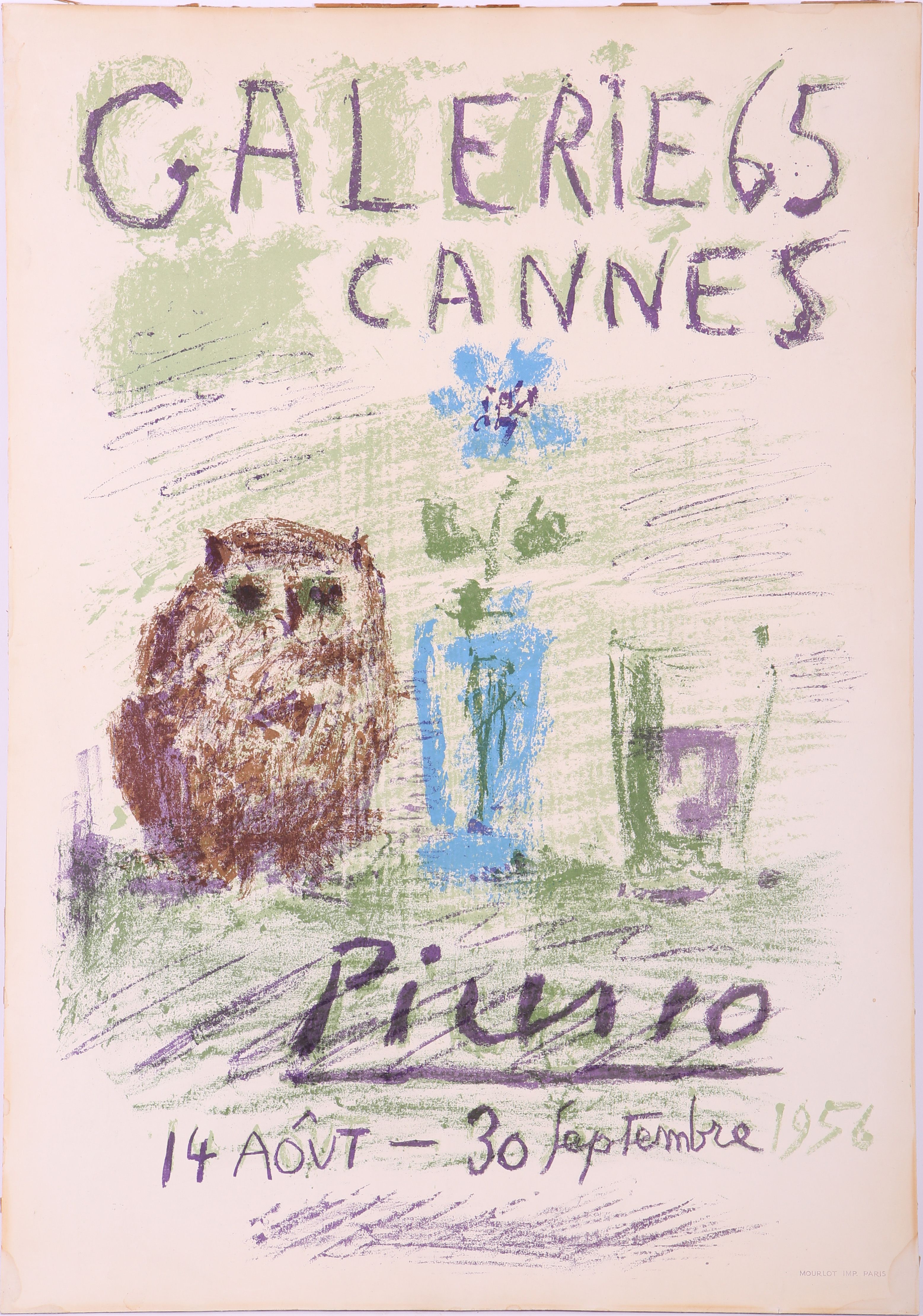 Pablo Picasso (1881-1973), "Owl, Glass and Flower - Galerie 65, Cannes", lithograph printed in - Image 2 of 2