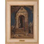 James Pryde (1866-1941), 'Study of an Archway', oil on canvas, signed lower left, with name plate,