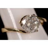 An 18ct yellow gold and diamond solitaire ring, approx. 2ct.