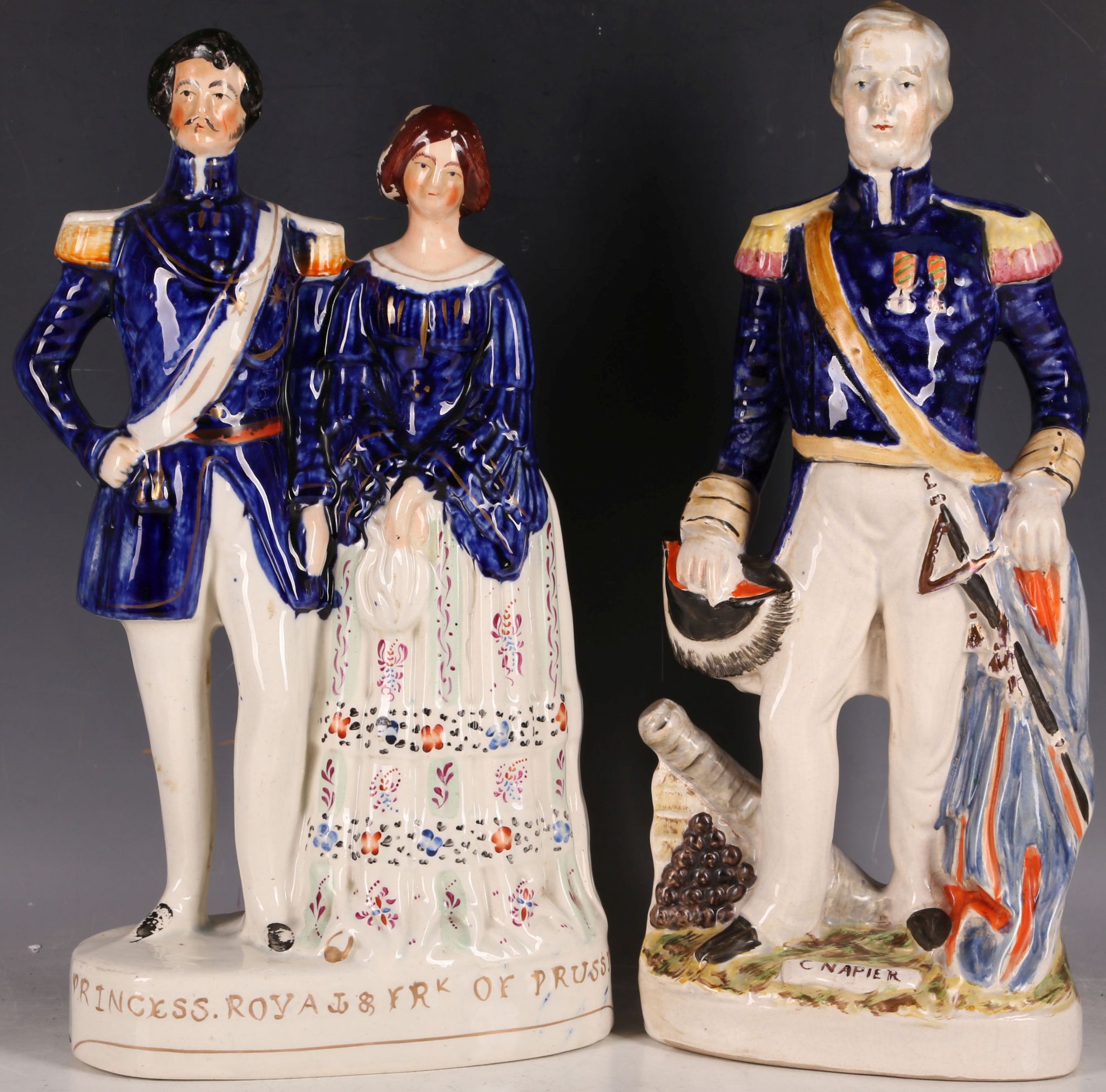 Two 19th Century glazed Staffordshire pottery figures, entitled 'Princess Royal of Prussia' and '