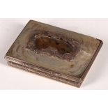 A 19th Century silver snuff box, mother of pearl 'cloud' top with open scroll insert, mother of