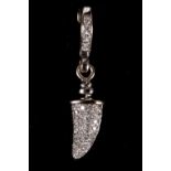 A Theo Fennell 18ct white gold and diamond set tooth pendant.