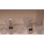A miscellaneous selection of glass ware, to include vases, bowls, cosmetic jar and cover, a pair