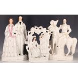 Three 19th Century glazed Staffordshire pottery figures, to include the Duke of Cambridgeshire,