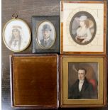 A small collection of four various portrait miniatures, to include one of a 19th Century gentleman