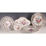 A various selection of late 19th or early 20th Century Dresden porcelain cabinet plates, all painted