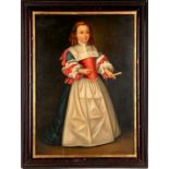 After the Antique, a fine canvas print of a 17th Century standing female in red bodice and white