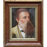 A framed oil painting portrait of the German philosopher, author and scientist Friedrich Engels (