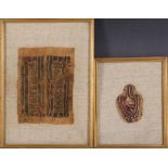 Two early Coptic textile fragments, 2nd - 4th Century, both mounted and framed. (2)