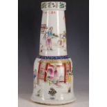 A Chinese ceramic pot stand, decorated with fisherman and traders, 41.5cm.