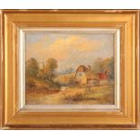 C. Morris, oil on panel, country scenes, signed with monogram, framed, 14 x 19cm, together with an