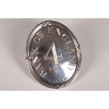 A modern novelty London hallmarked silver oval shape plaque of Bank of England, engraved with No4 by