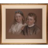 Sir John Gilbert, a pastel on toned paper portrait, brother and sister, signed and dated 1868, 49
